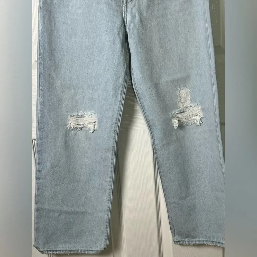 Levi’s Ribcage High Rise Distressed Straight Ankle Blue Jeans Ojai Shore 27